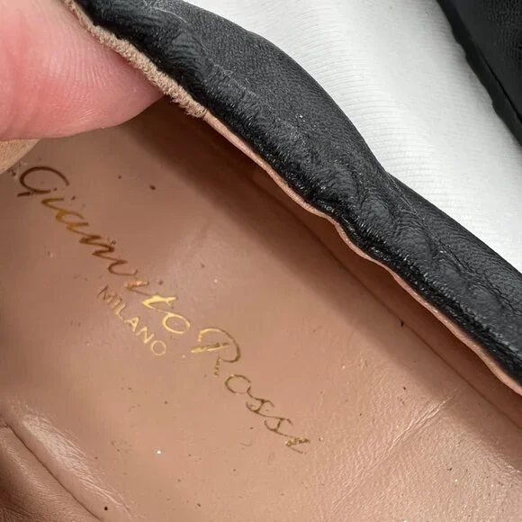 Gianvito Rossi Alina Pointed Toe Black Ballet Flats Size 39